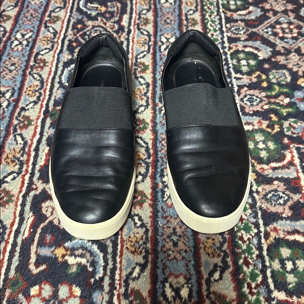 Vince Corbin Black Leather Platform Elastic Slip On Shoes Women's Size 9 - Picture 5 of 9